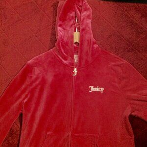 Juicy Couture Dark Pink Velour Zip-up Hooded Jacket XXL